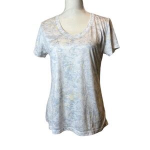 Zelos Women's Active Top White Cloud Print V-neck Size Medium